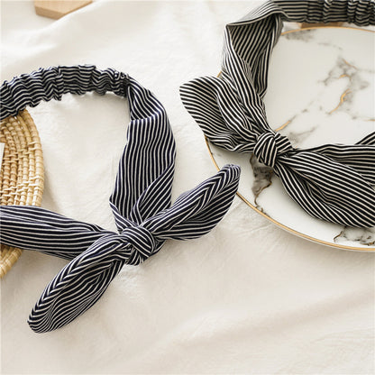Strips print elastic headband with bow