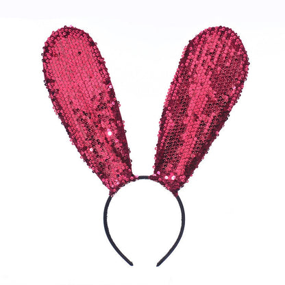 Dark red sequins bunny ears