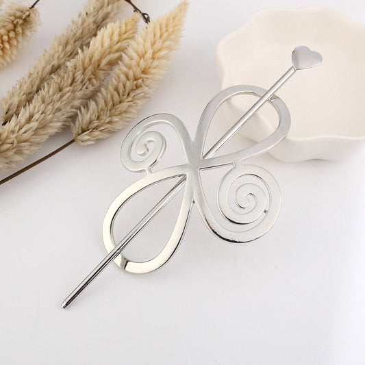 Metallic floral hair stick