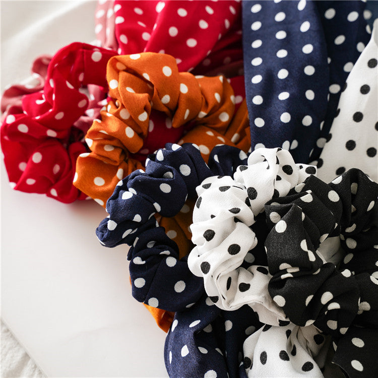 Polka dots chiffon scrunchies with scarf