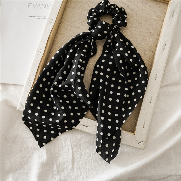 Polka dots chiffon scrunchies with scarf