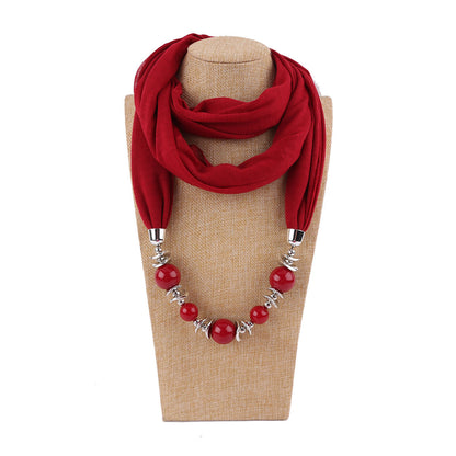 Jersey cotton infinity scarf with jewellery