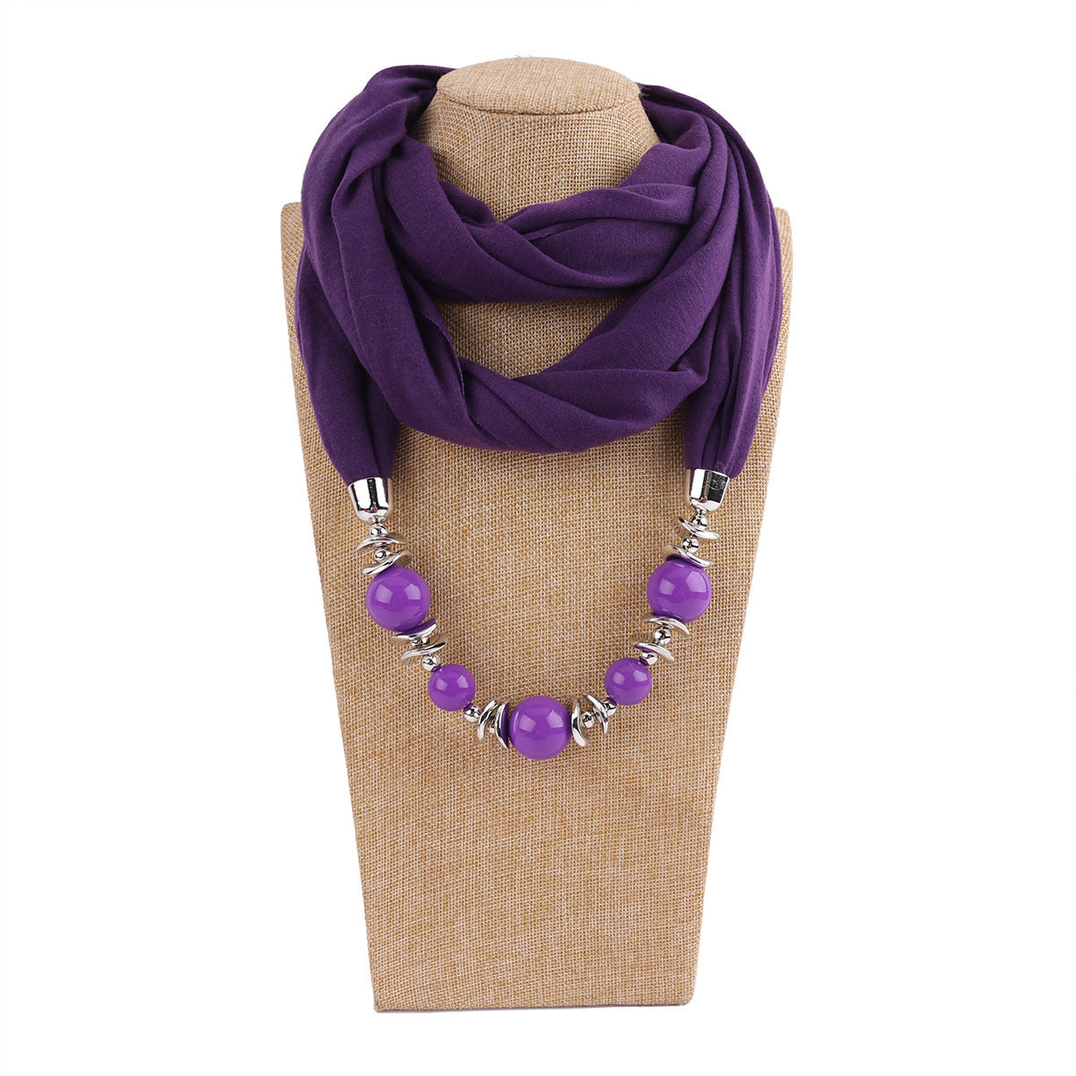 Jersey cotton infinity scarf with jewellery