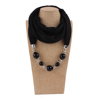 Jersey cotton infinity scarf with jewellery