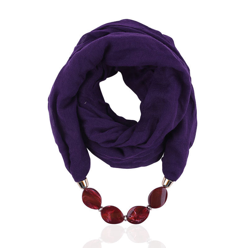 Plain infinity scarf with jewellery