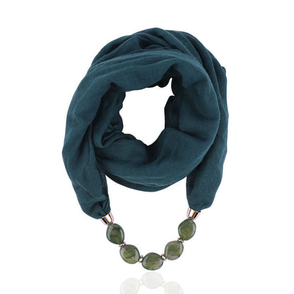 Plain infinity scarf with jewellery