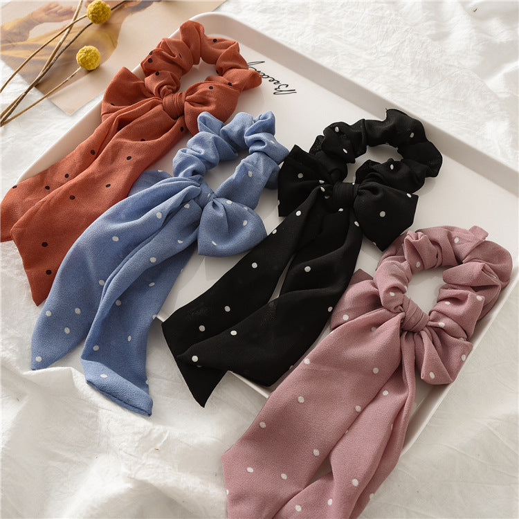 Polka dots chiffon scrunchies with bow