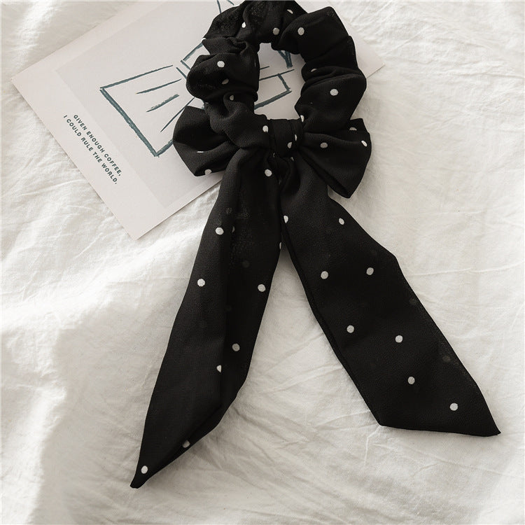 Polka dots chiffon scrunchies with bow