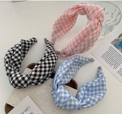 Gingham knotted headband
