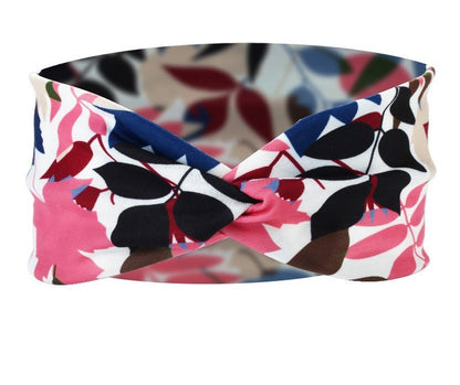 Twist front Multicoloured leaves print thin headband