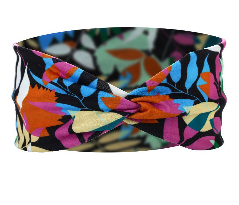 Twist front Multicoloured leaves print thin headband