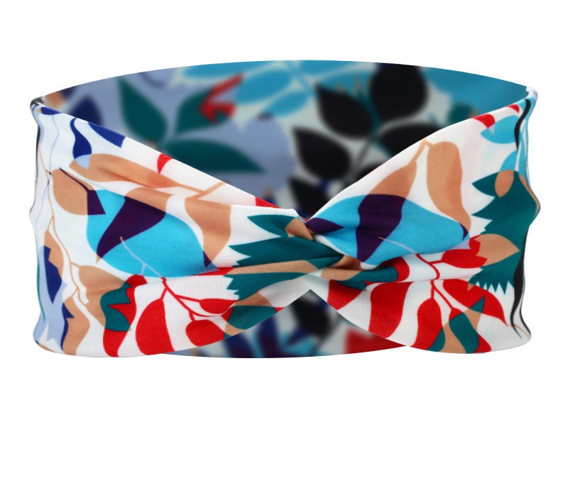 Twist front Multicoloured leaves print thin headband