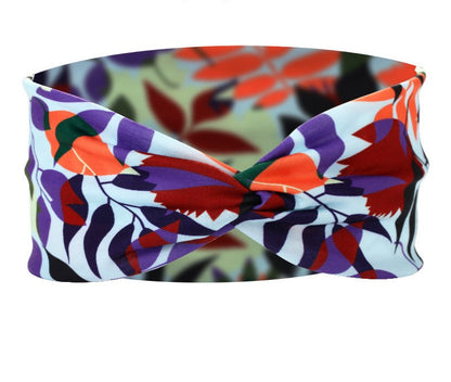 Twist front Multicoloured leaves print thin headband