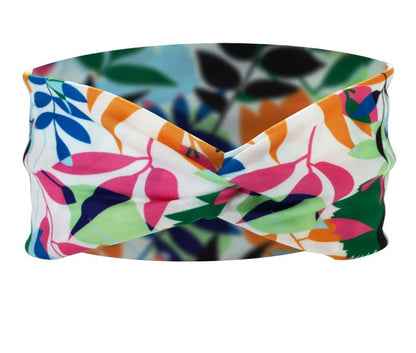 Twist front Multicoloured leaves print thin headband