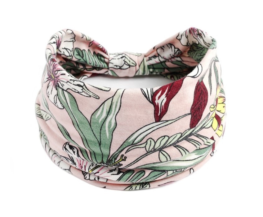 Orchids printed 2-way knotted bandanna hair band