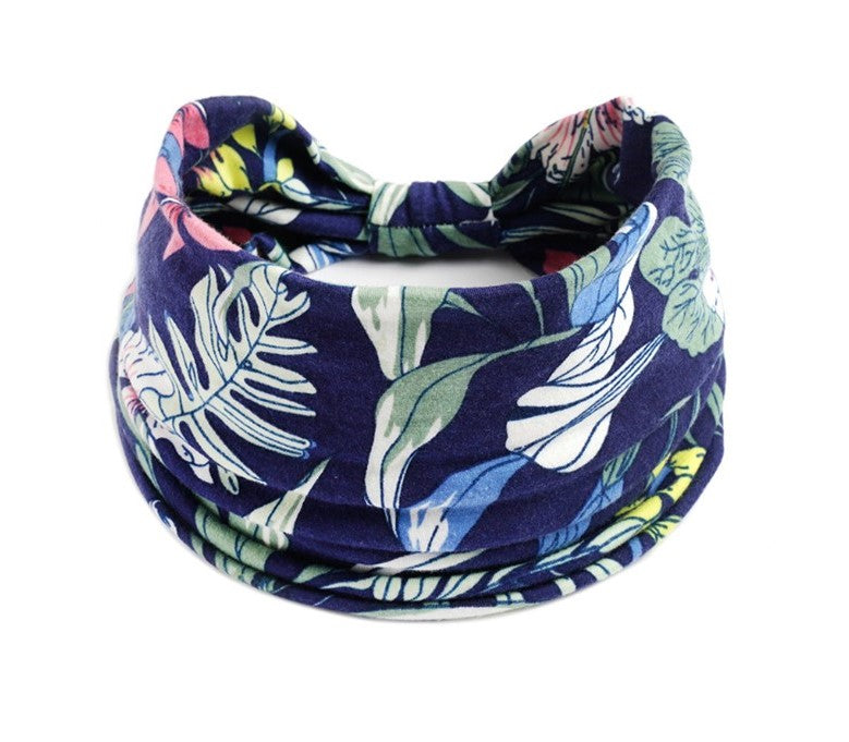 Orchids printed 2-way knotted bandanna hair band