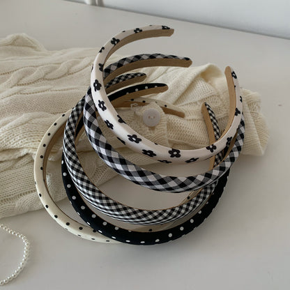 1cm wide printed headband in black white