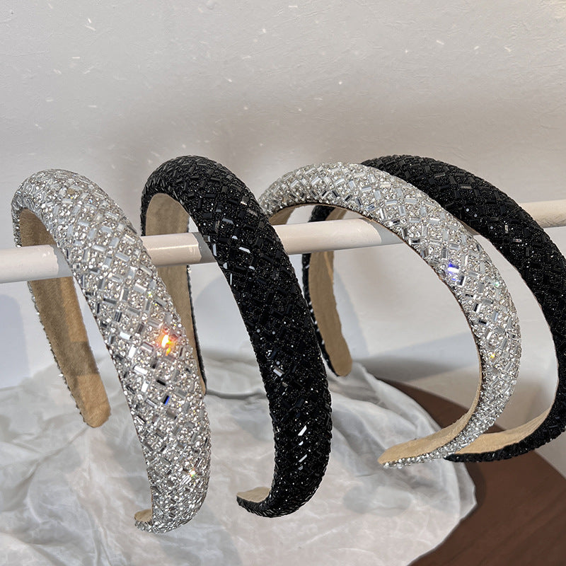 Bling-bling rhinestone thinly padded headband