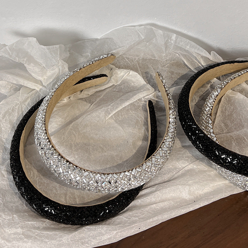 Bling-bling rhinestone thinly padded headband