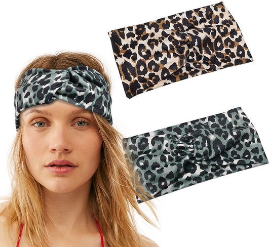2-way stretch headband in leopard prints