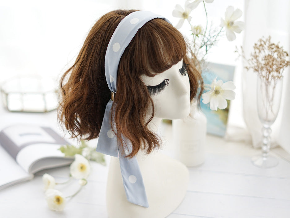 Patterned satin headband with scarf
