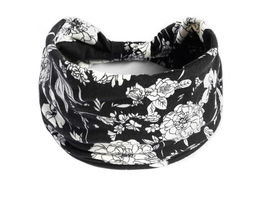 Peony printed 2-way knotted bandanna hair band