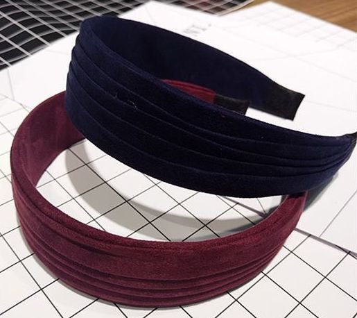 Pleated suede wide headbands