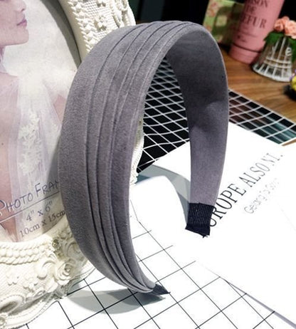 Pleated suede wide headbands