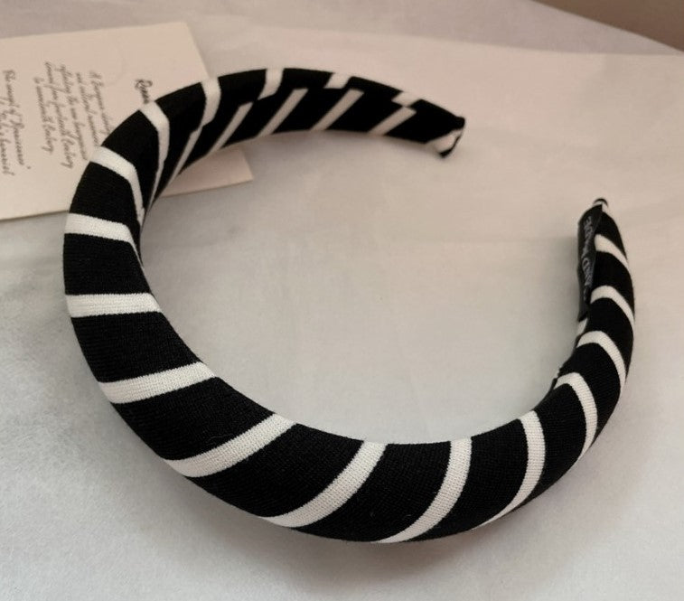 Black White swirl stripes padded headband