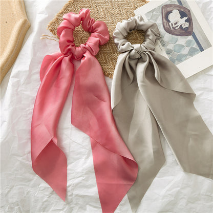 Satin scrunchies with scarf in plain colours