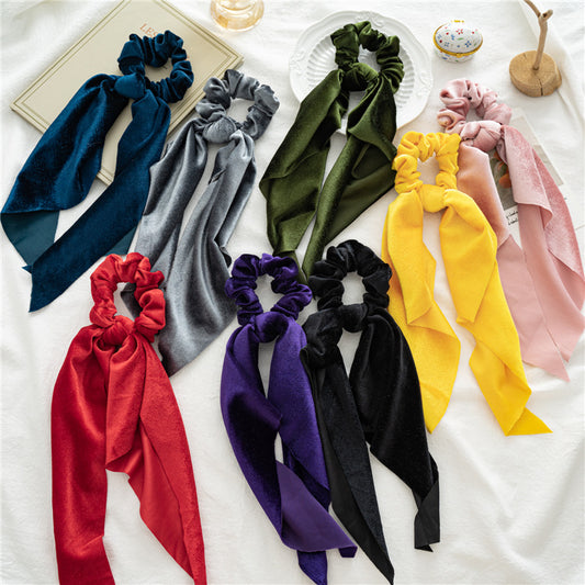 Velvet scrunchies with scarf