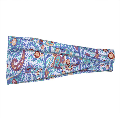 Floral patterned light blue sporty bandanna headband
