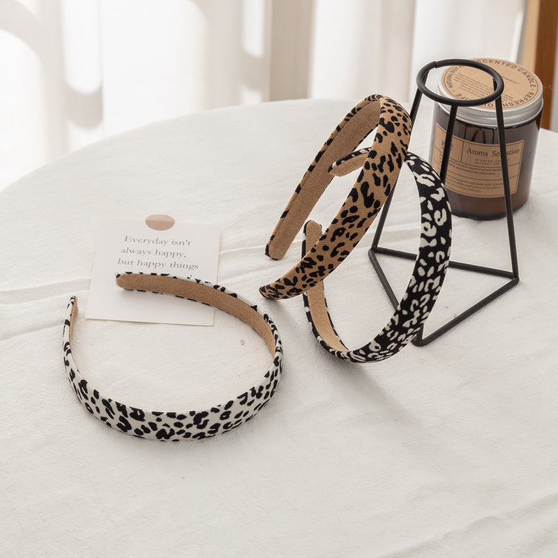 Ribbed cotton leopard headband