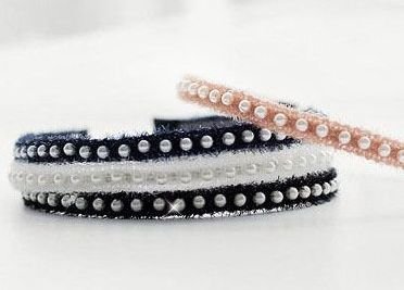 Tinsel lace & Pearls thin headband