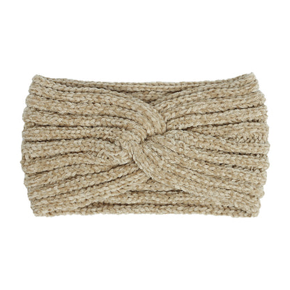 Chenille velvet twist front crochet headband