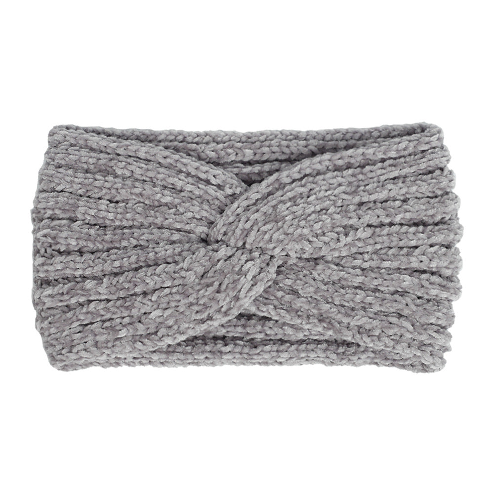 Chenille velvet twist front crochet headband