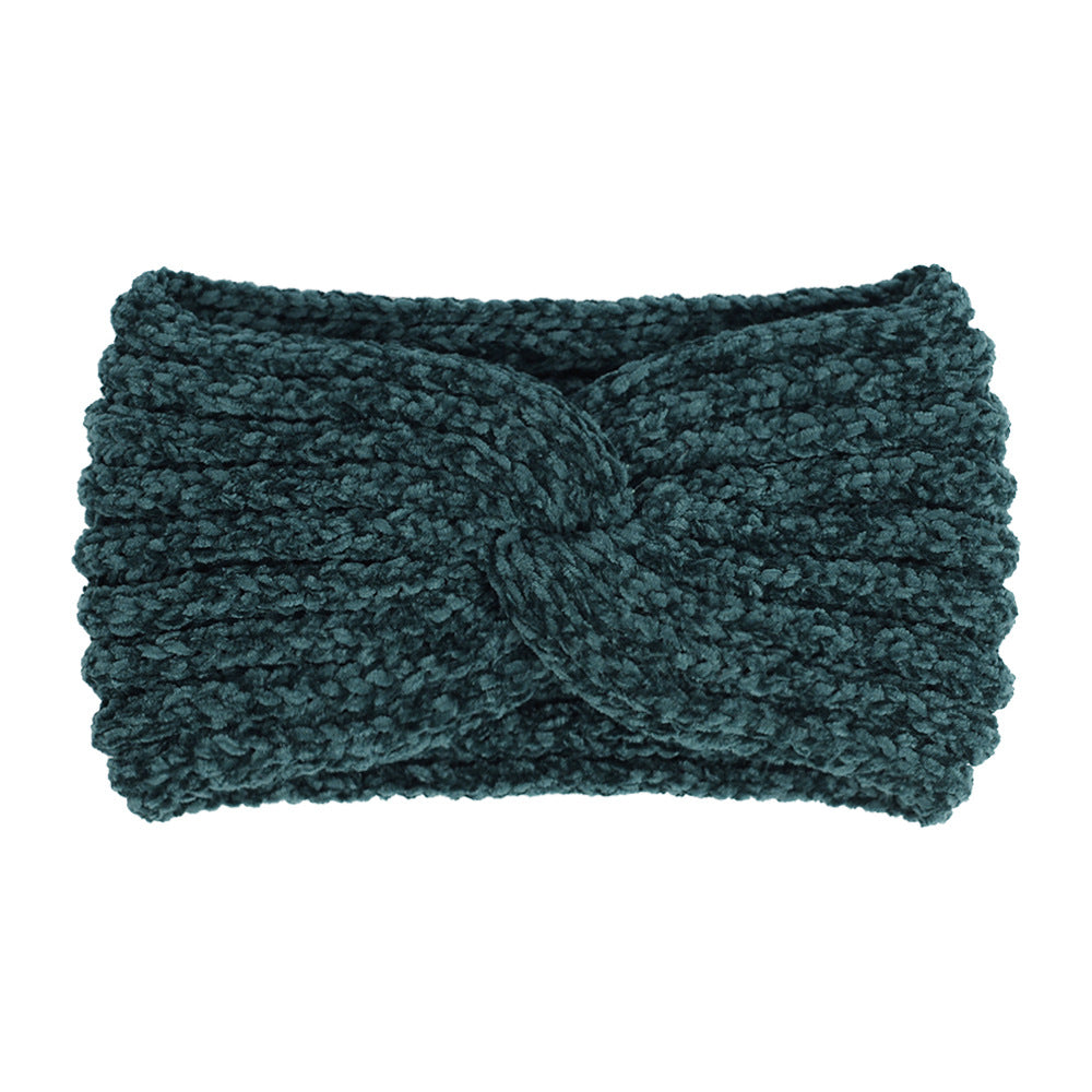 Chenille velvet twist front crochet headband