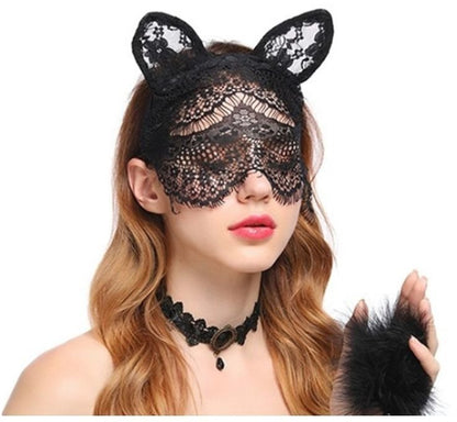 Black lace cat ears with veil