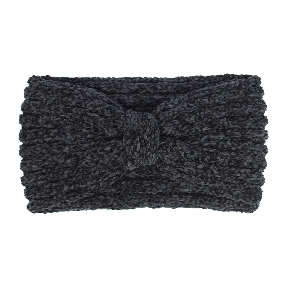 Chenille velvet knotted crochet headband