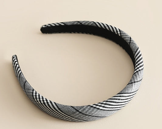 Soft cotton plaids patterned thinly padded headband