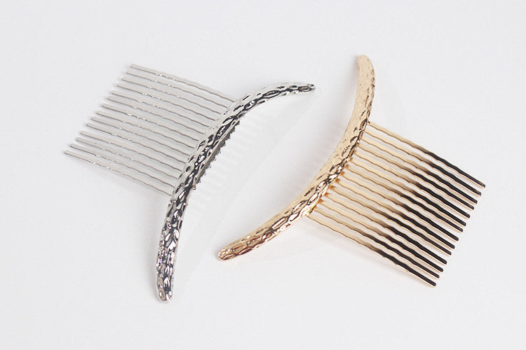 Curved crescent metallic hair comb