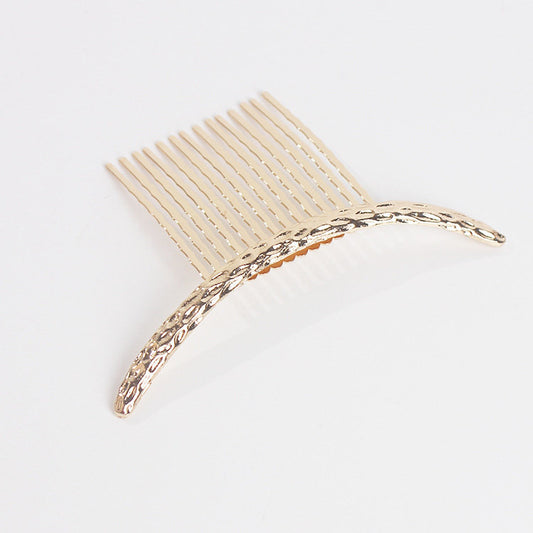Curved crescent metallic hair comb