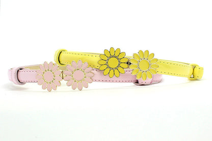 Daisy flowers buckle leather belt