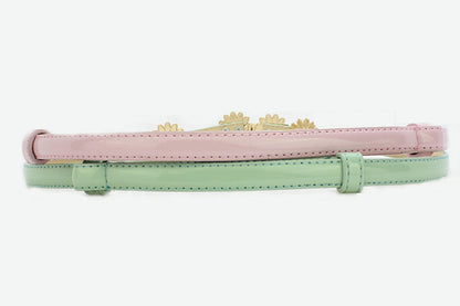 Daisy flowers buckle leather belt