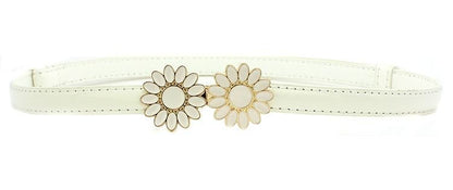 Daisy flowers buckle leather belt