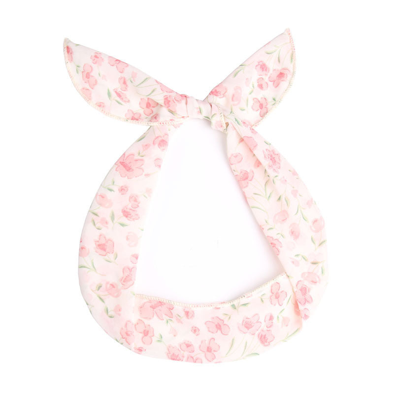 Country flowers prints white chiffon twist hair scarf