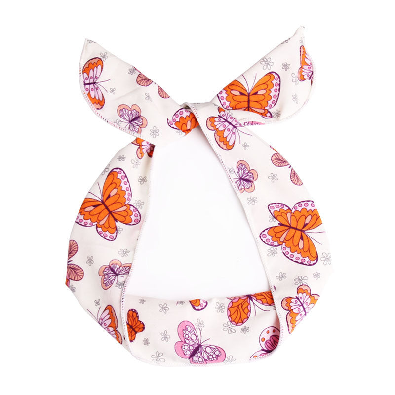 Multi-coloured butterflies prints chiffon twist hair scarf