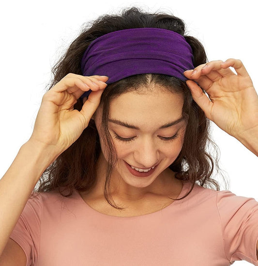 Extra-wide soft cotton plain sporty bandanna headband