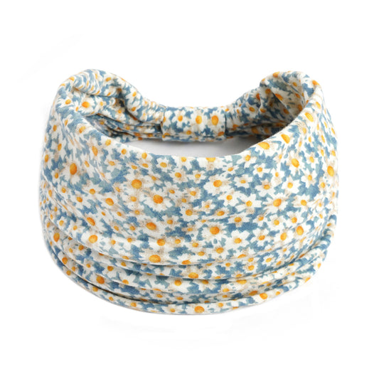 Daisy flowers print 2-way bandanna hair band