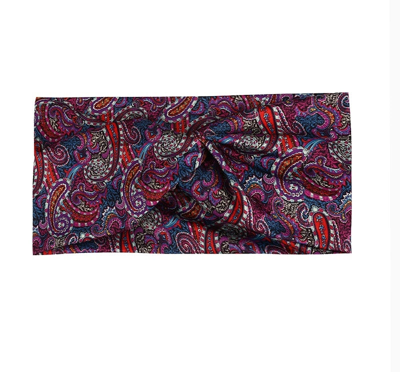 Multicoloured paisley print thin twist front stretchy headband